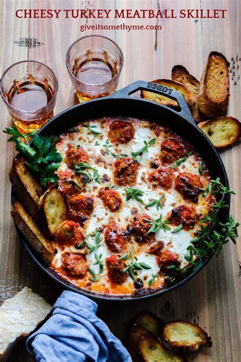 Cheesy Turkey Meatball Skillet Give it Some Thyme