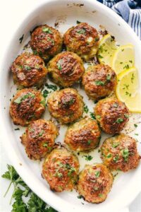 Healthy Baked Turkey Meatballs (GlutenFree, LowCarb) Sweet and Strong